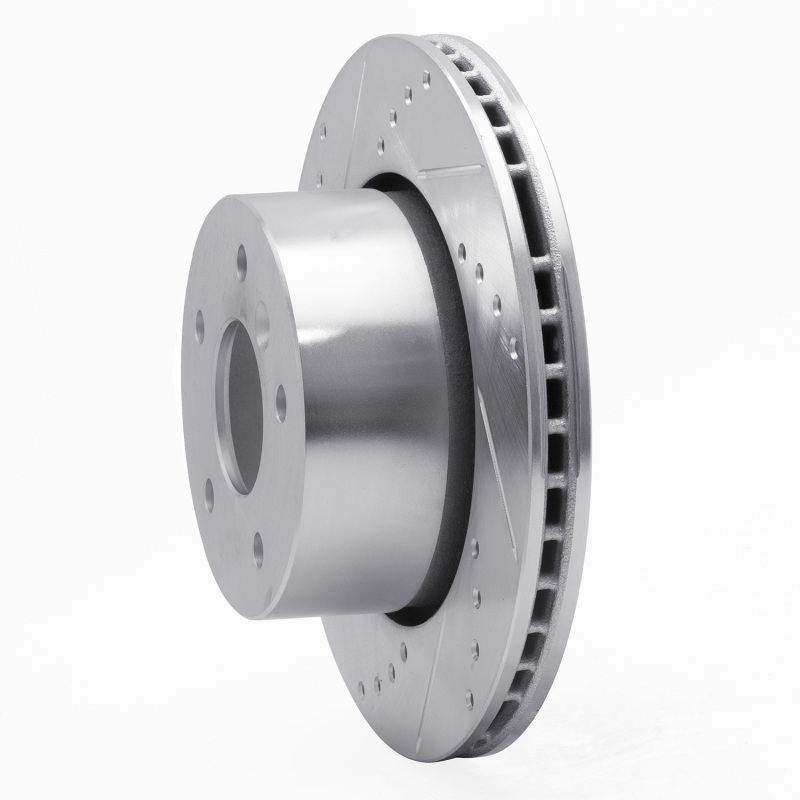 Land Rover Discovery Brake Rotor (1) - Front Left - R1 Concepts - Drilled & Slotted - Silver - `99-`04